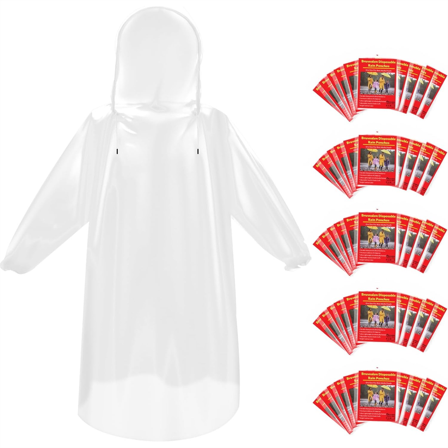 Emergency Poncho Rain - Disposable Rain Ponchos for Adults, Waterproof