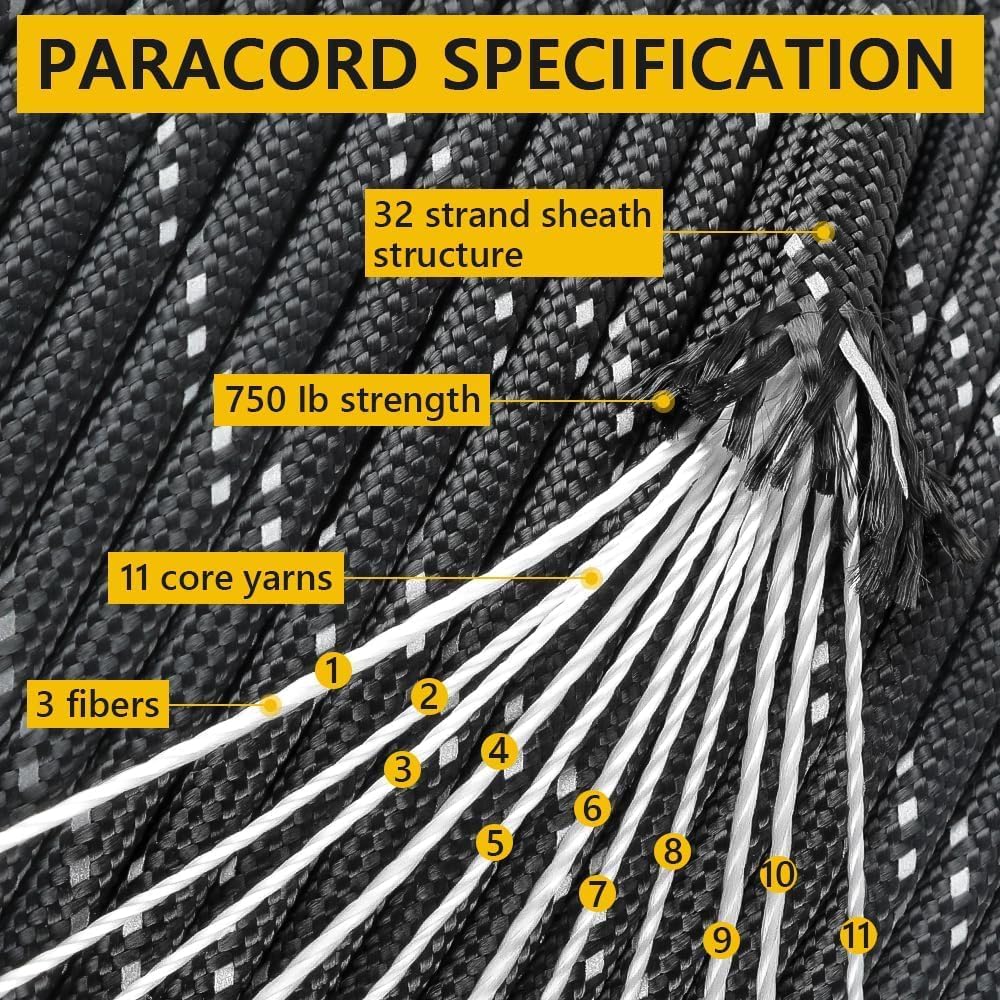 750lb Reflective Paracord Rope - Para Cord 1000Ft บทวิจารณ์และราคา