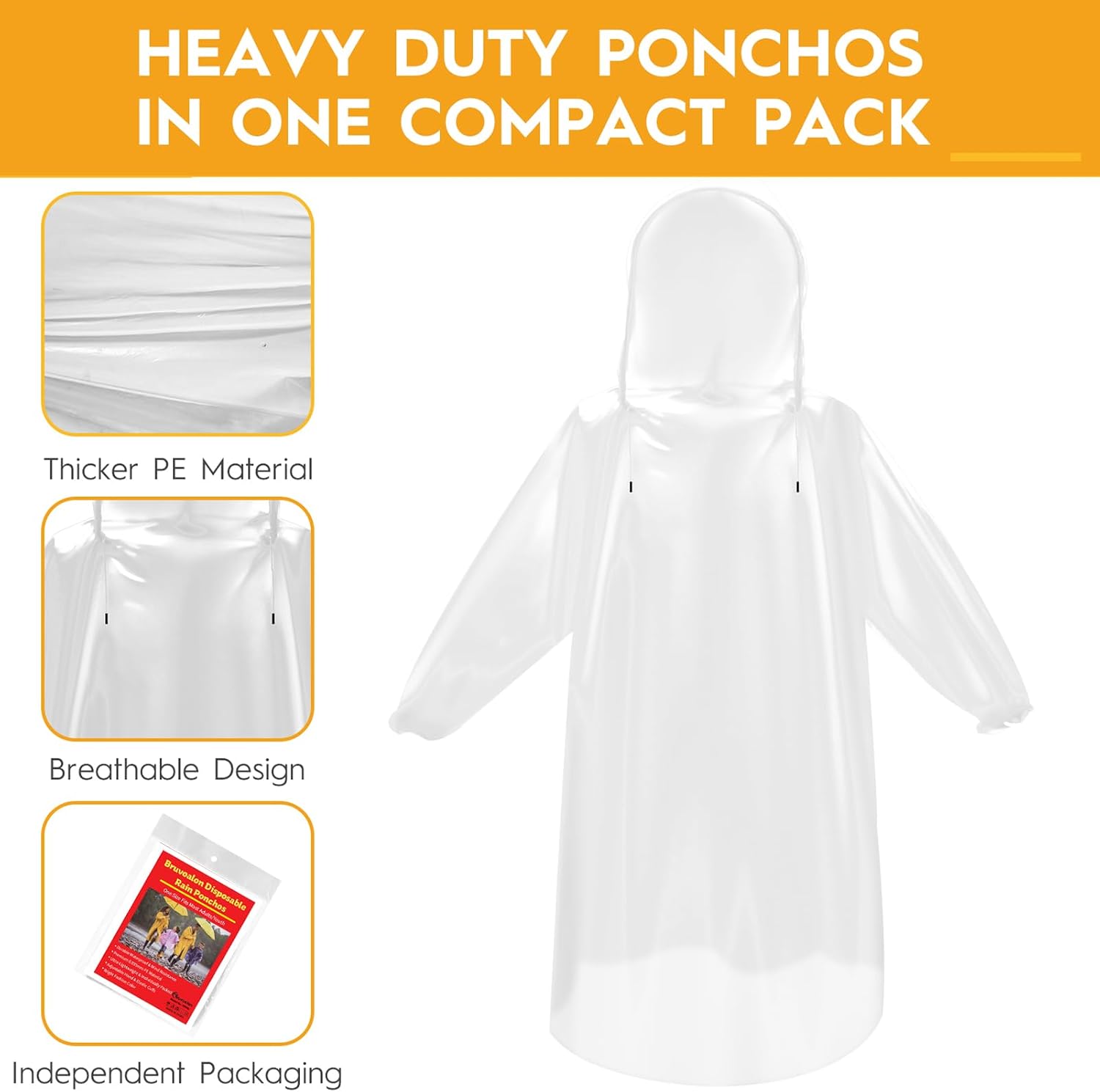 Disposable Rain Ponchos for Ad - Emergency Poncho Rain บทวิจารณ์และราคา