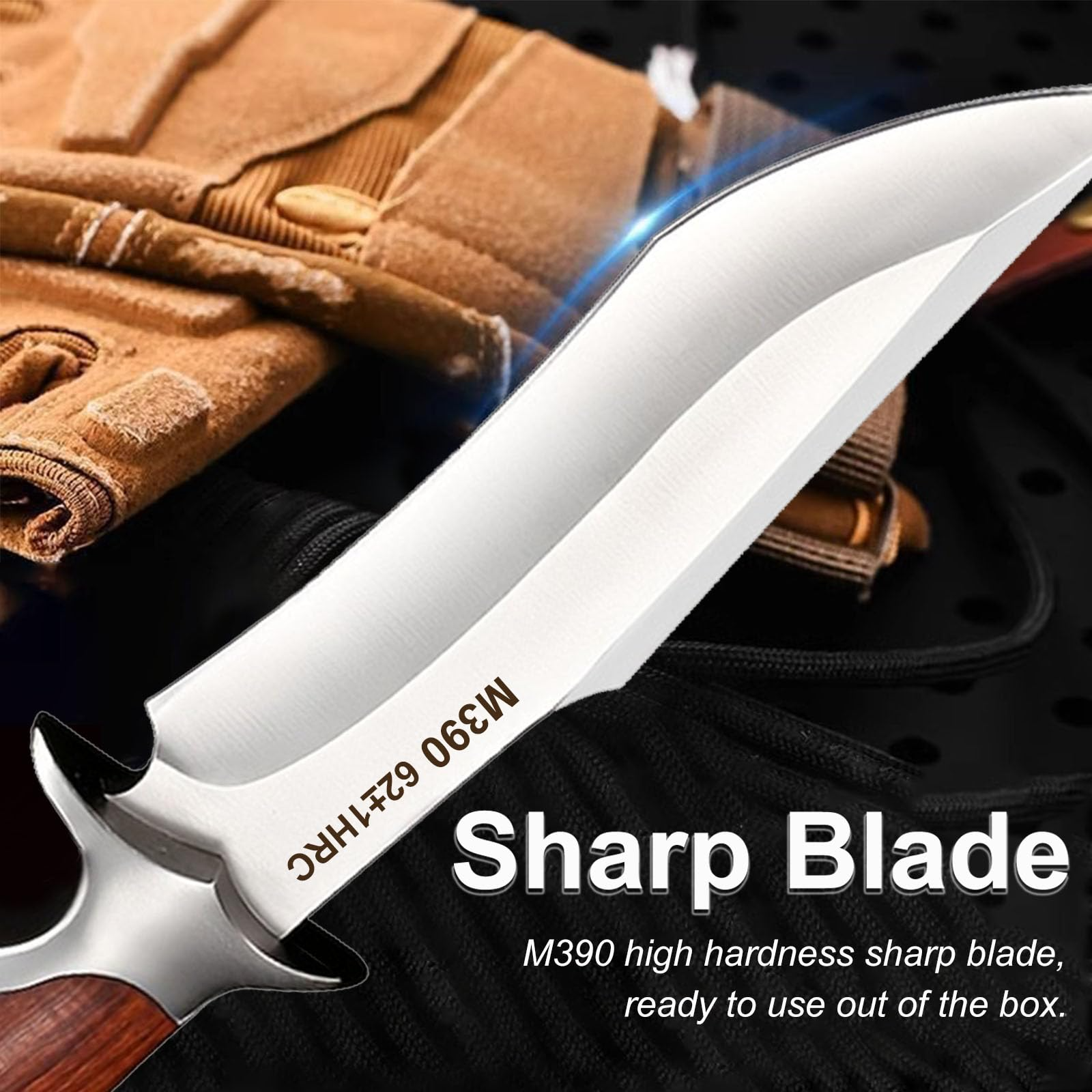 Outdoor Pocket knife M390 stee - Bushcraft Knife Fixed บทวิจารณ์และราคา