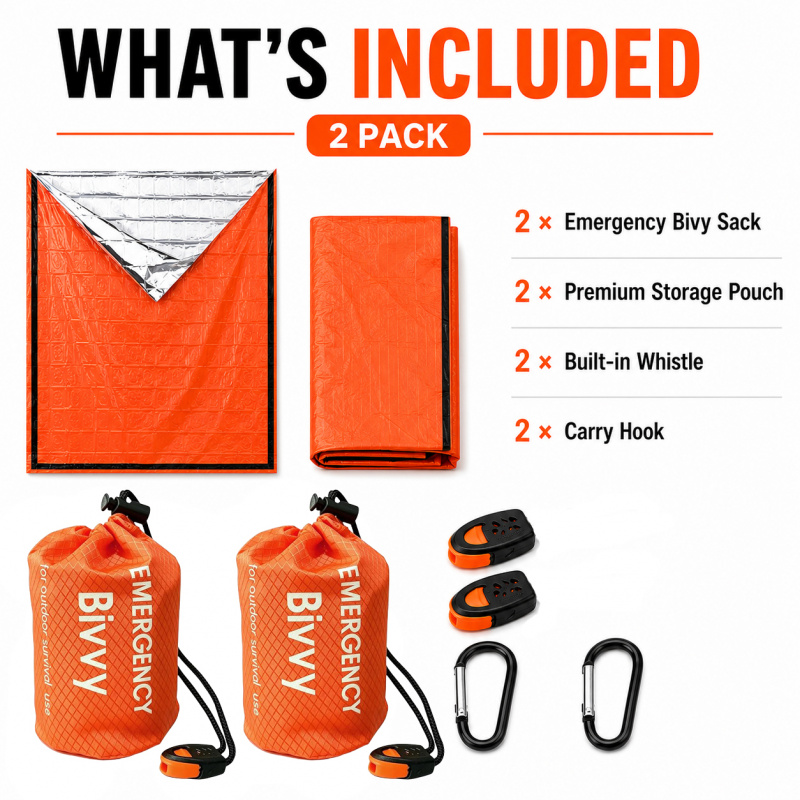 2 Pack Emergency Sleeping Bag, - Bivy Bag Emergency บทวิจารณ์และราคา
