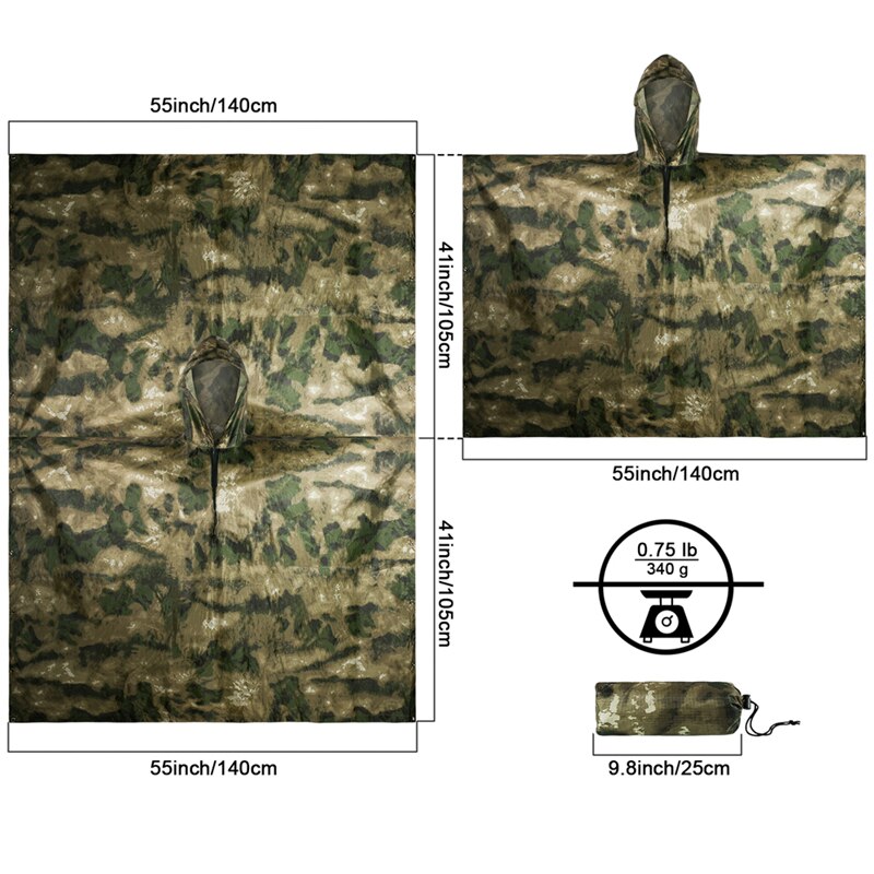 MENFLY ATFG Moss Camouflage Ta - Emergency Poncho Rain บทวิจารณ์และราคา