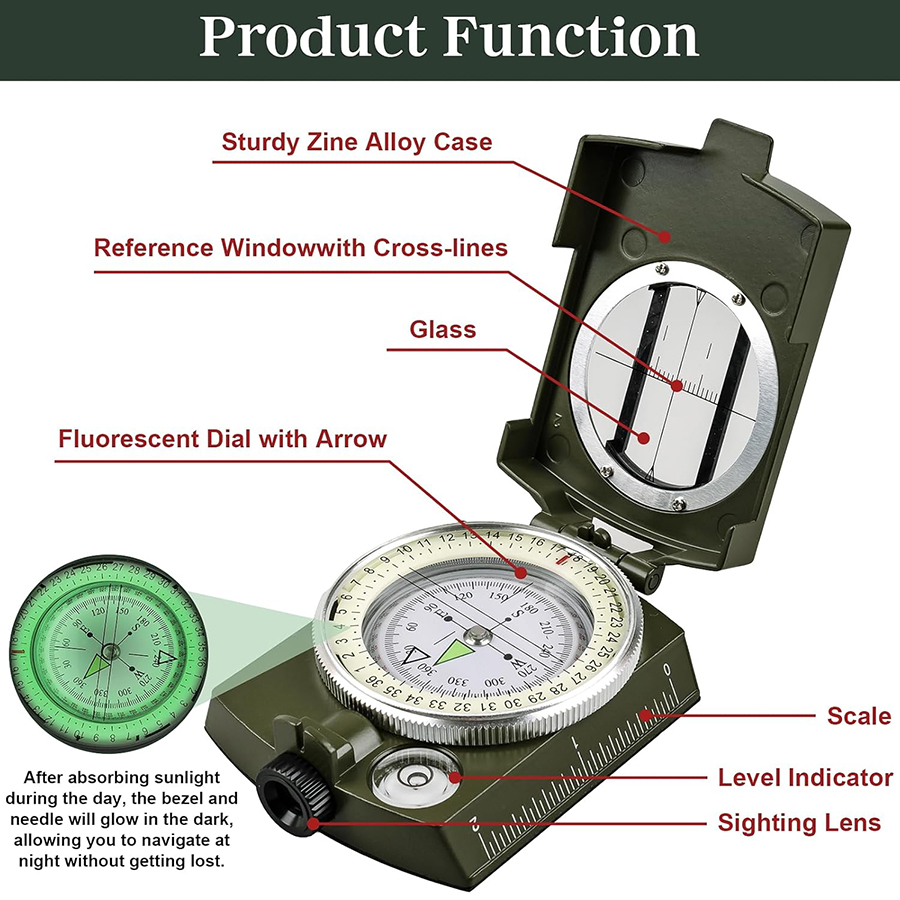 Tactical Survival Compass - Wa - Compass Lensatic บทวิจารณ์และราคา