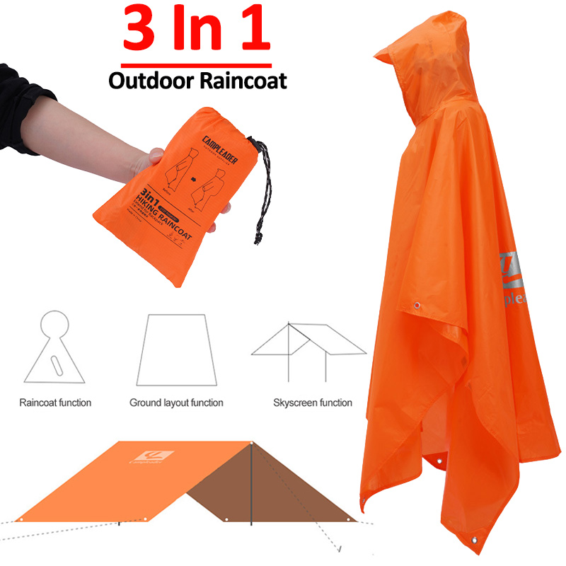3 In 1 Outdoor Raincoat Hooded - Emergency Poncho Rain บทวิจารณ์และราคา