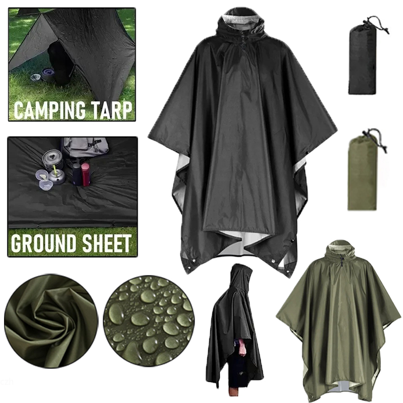 Outdoor 3 In 1 Military Rainco - Emergency Poncho Rain บทวิจารณ์และราคา