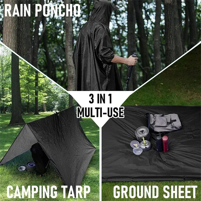 Outdoor 3 In 1 Military Rainco - Emergency Poncho Rain บทวิจารณ์และราคา