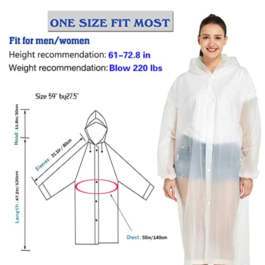 2 Pack Waterproof Rain Ponchos - Emergency Poncho Rain บทวิจารณ์และราคา