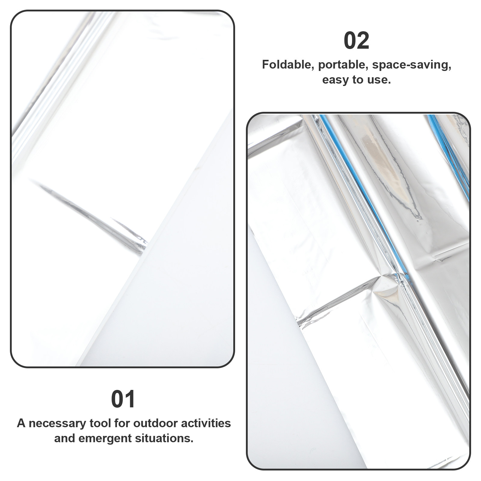 2Pcs 210x130cm Foldable Portab - Survival Blanket Reflective บทวิจารณ์และราคา
