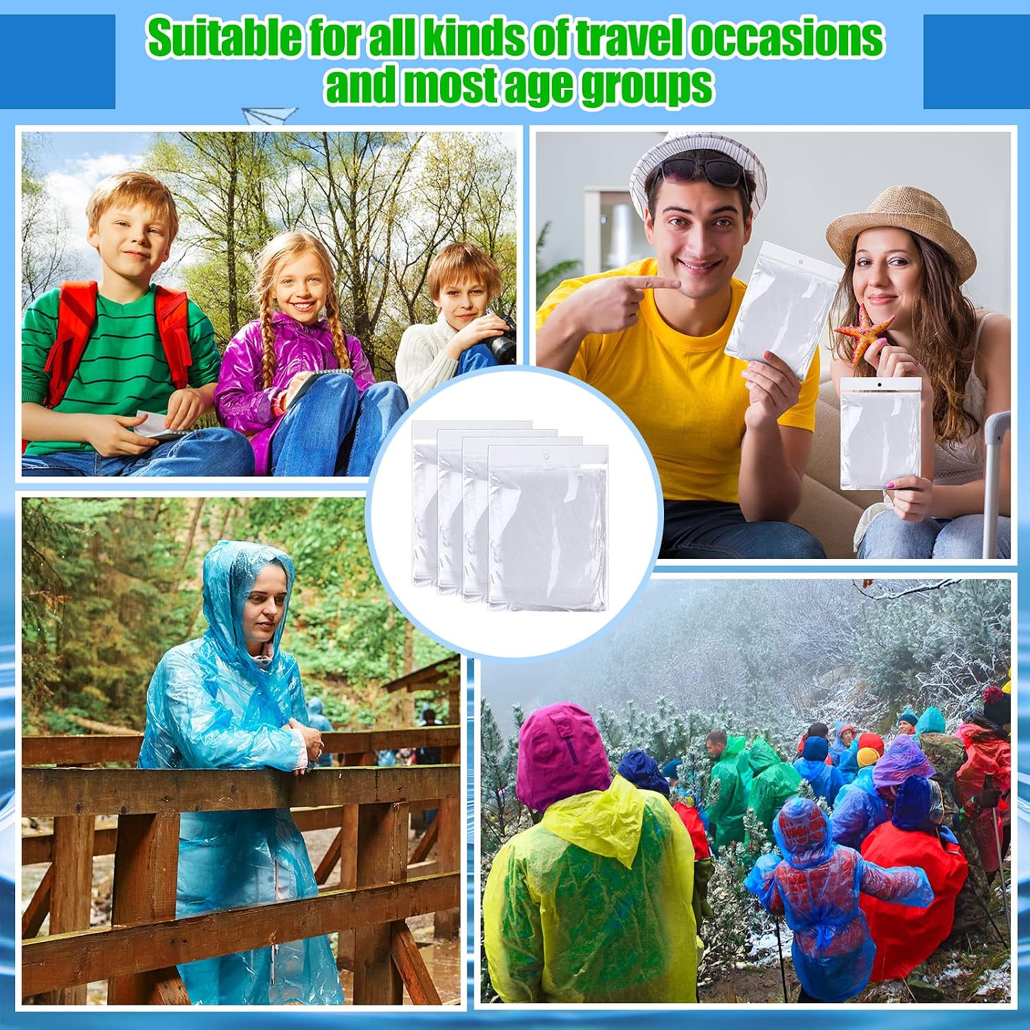 100 Pack Disposable Rain Ponch - Emergency Poncho Rain บทวิจารณ์และราคา
