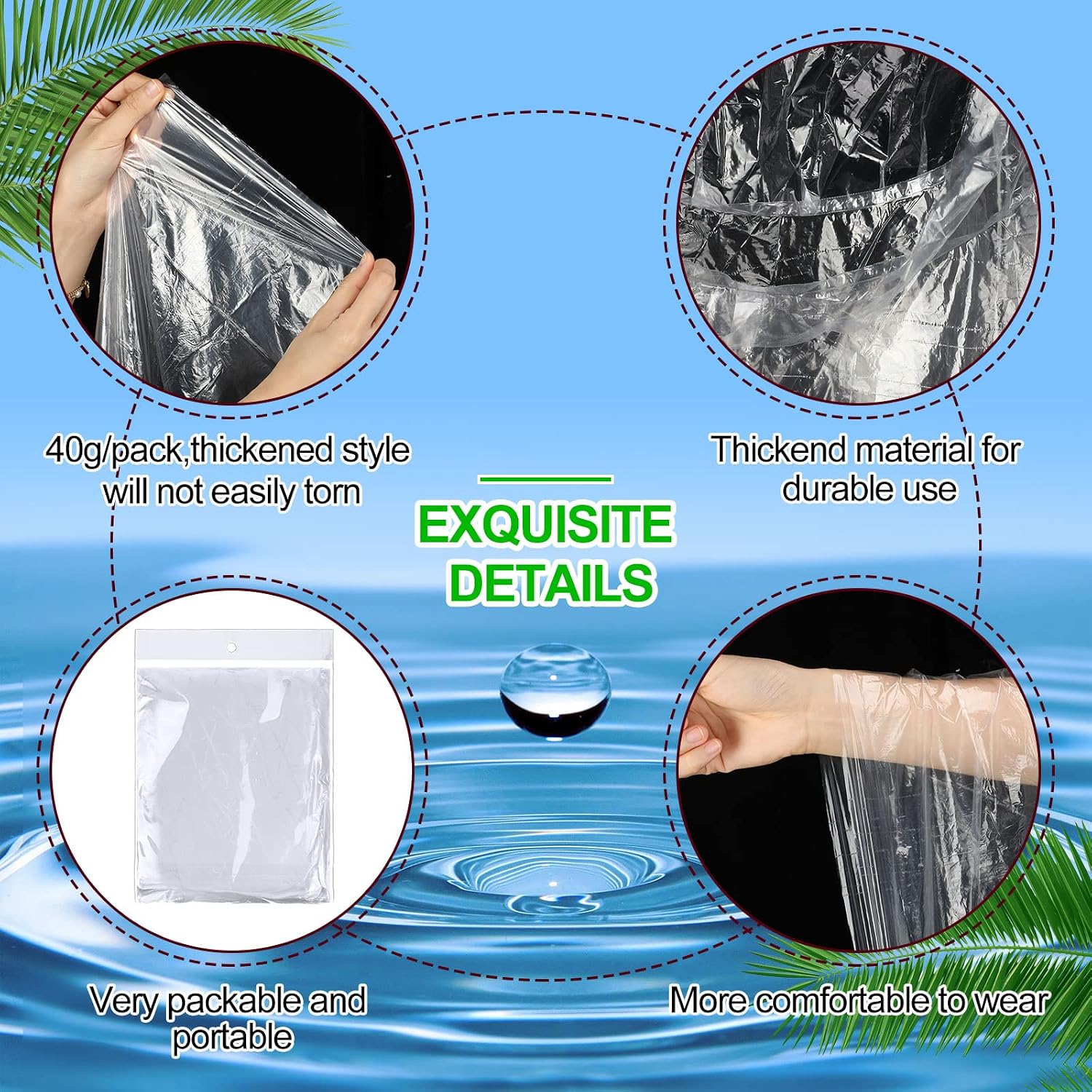 100 Pack Disposable Rain Ponch - Emergency Poncho Rain บทวิจารณ์และราคา