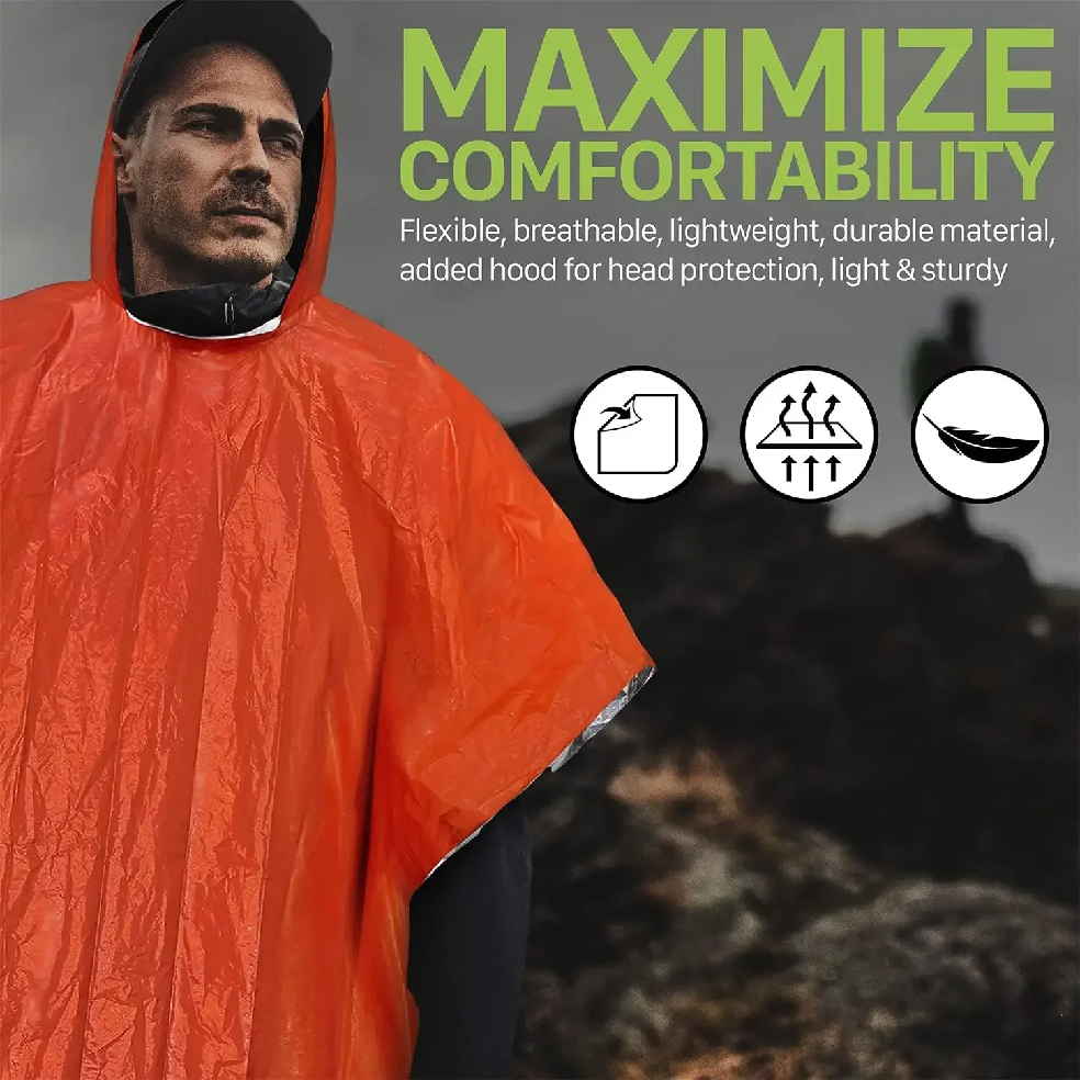 Emergency Rain Poncho Hood Reu - Emergency Poncho Rain บทวิจารณ์และราคา