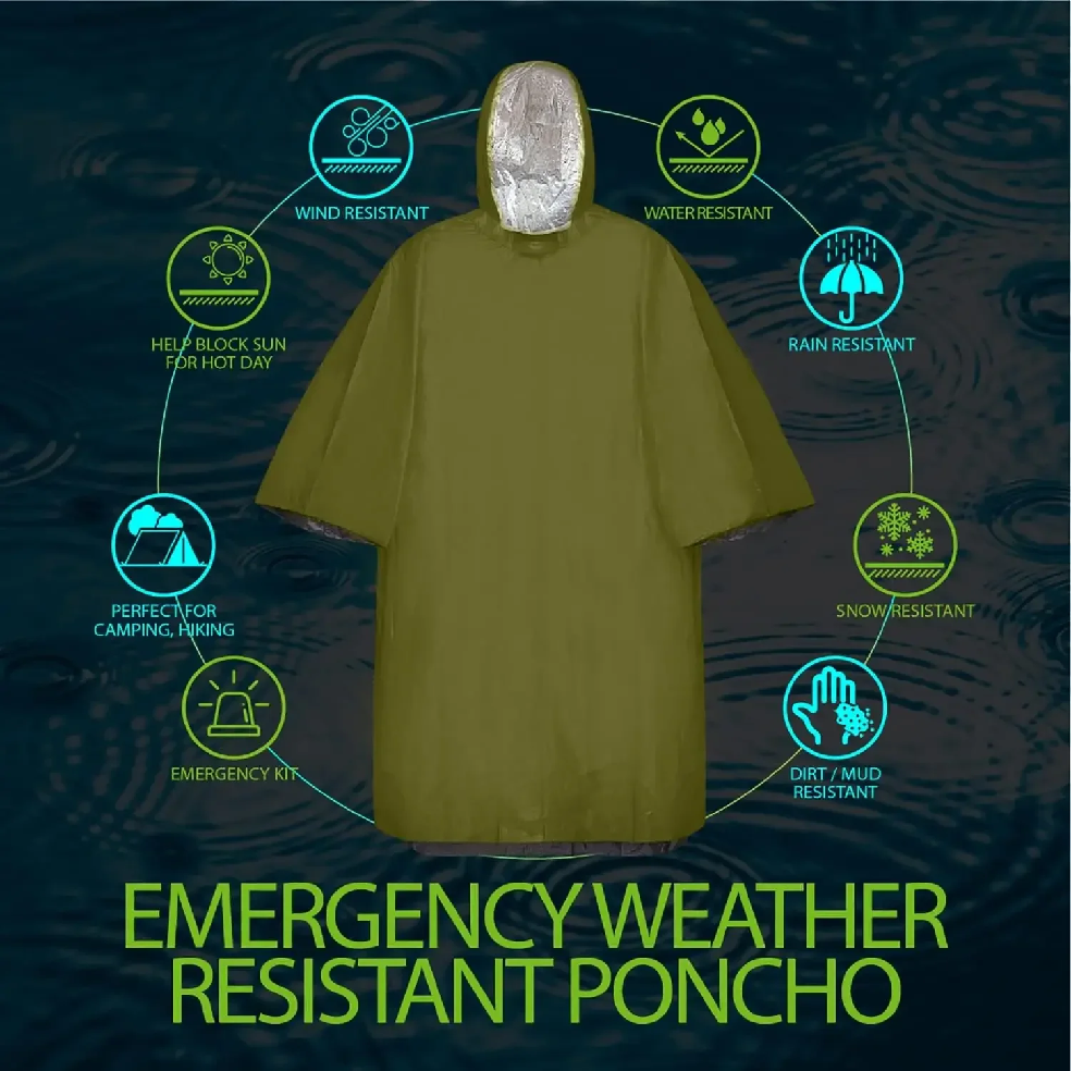 Emergency Rain Poncho Hood Reu - Emergency Poncho Rain บทวิจารณ์และราคา